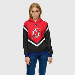 Толстовка-худи женская NHL: New Jersey Devils, цвет: 3D-синий — фото 2