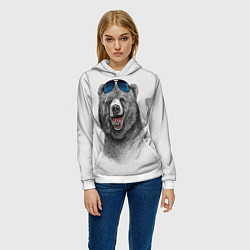 Толстовка-худи женская Счастливый медведь, цвет: 3D-белый — фото 2