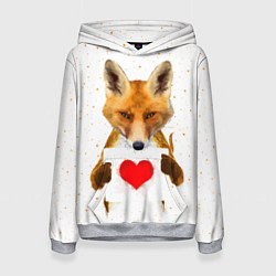 Толстовка-худи женская Влюбленная лиса, цвет: 3D-меланж