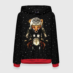 Толстовка-худи женская Лис байкер, цвет: 3D-красный