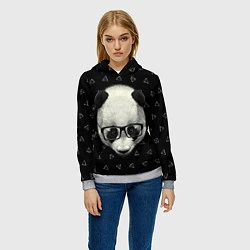 Толстовка-худи женская Умная панда, цвет: 3D-меланж — фото 2