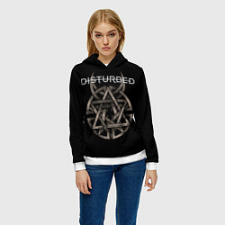 Толстовка-худи женская Disturbed Logo, цвет: 3D-белый — фото 2