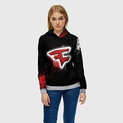 Толстовка-худи женская FaZe Clan: Black collection, цвет: 3D-меланж — фото 2