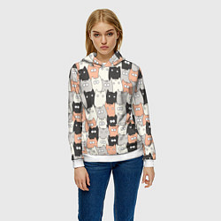 Толстовка-худи женская Котики, цвет: 3D-белый — фото 2