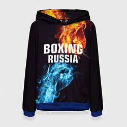Толстовка-худи женская Boxing Russia, цвет: 3D-синий
