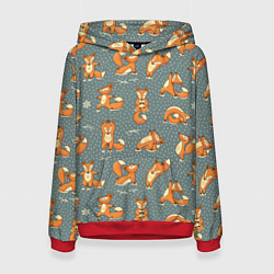 Толстовка-худи женская Foxes Yoga, цвет: 3D-красный