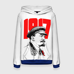 Толстовка-худи женская Ленин 1917, цвет: 3D-синий