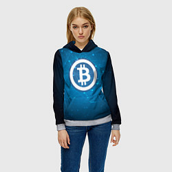 Толстовка-худи женская Bitcoin Blue, цвет: 3D-меланж — фото 2