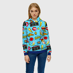 Толстовка-худи женская Девочка из комикса, цвет: 3D-синий — фото 2