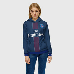 Толстовка-худи женская PSG FC: Blue, цвет: 3D-синий — фото 2