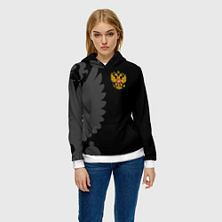 Толстовка-худи женская Russia - Black collection, цвет: 3D-белый — фото 2