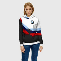 Толстовка-худи женская BMW M SPORT, цвет: 3D-белый — фото 2
