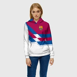 Толстовка-худи женская Barcelona FC: White style, цвет: 3D-белый — фото 2