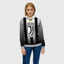 Толстовка-худи женская Juventus FC: New logo, цвет: 3D-меланж — фото 2