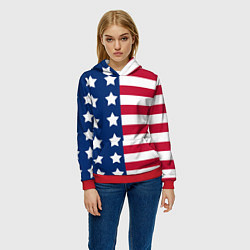 Толстовка-худи женская USA Flag, цвет: 3D-красный — фото 2