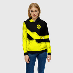 Толстовка-худи женская BVB FC: Yellow style, цвет: 3D-черный — фото 2