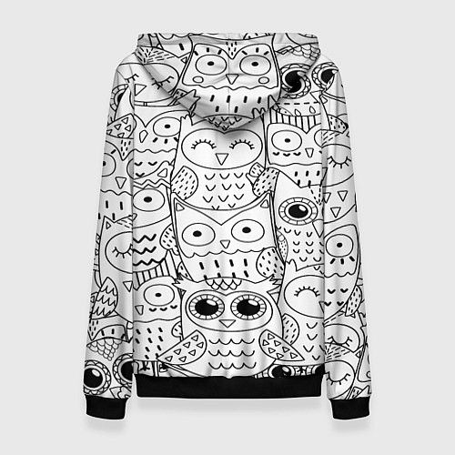 Женская толстовка Совушки: узор / 3D-Черный – фото 2