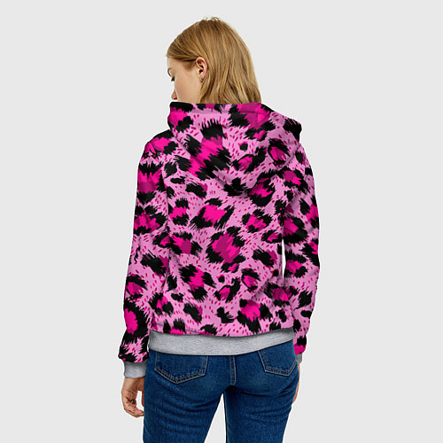 Женская толстовка Розовый леопард / 3D-Меланж – фото 4