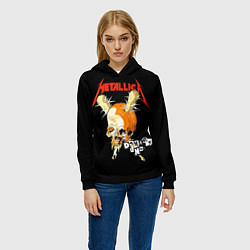 Толстовка-худи женская Metallica - orange skull, цвет: 3D-черный — фото 2