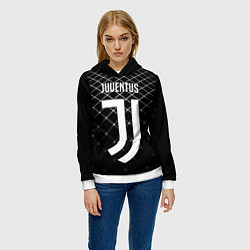Толстовка-худи женская FC Juventus: Black Lines, цвет: 3D-белый — фото 2