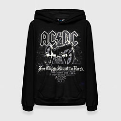 Толстовка-худи женская AC DC - gun, цвет: 3D-черный