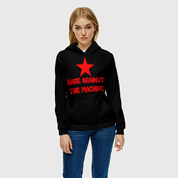 Толстовка-худи женская Rage Against the Machine - red star, цвет: 3D-черный — фото 2