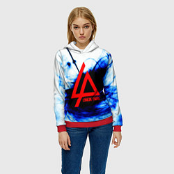 Толстовка-худи женская Linkin Park blue smoke, цвет: 3D-красный — фото 2