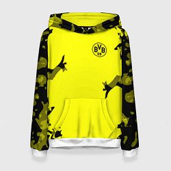 Толстовка-худи женская FC Borussia Dortmund: Yellow Original, цвет: 3D-белый