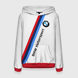 Толстовка-худи женская BMW Motorsport: White Carbon, цвет: 3D-красный