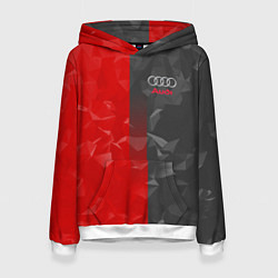 Толстовка-худи женская Audi: Red & Grey poly, цвет: 3D-белый