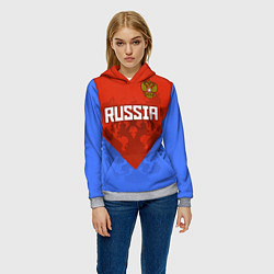 Толстовка-худи женская Russia Red & Blue, цвет: 3D-меланж — фото 2
