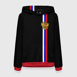 Толстовка-худи женская Лента с гербом России, цвет: 3D-красный