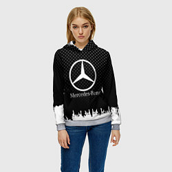 Толстовка-худи женская Mercedes-Benz: Black Side, цвет: 3D-меланж — фото 2