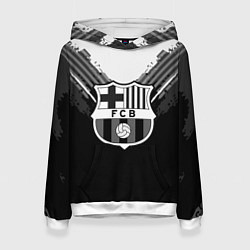 Толстовка-худи женская FC Barcelona: Black Style, цвет: 3D-белый