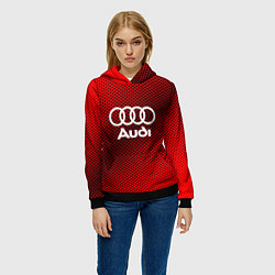 Толстовка-худи женская Audi: Red Carbon, цвет: 3D-черный — фото 2