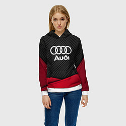Толстовка-худи женская Audi: Grey Carbon, цвет: 3D-белый — фото 2