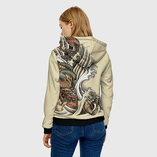 Женская толстовка Восточный дракон / 3D-Черный – фото 4