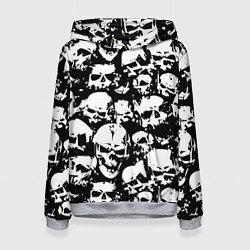 Толстовка-худи женская Черепа ужаса, цвет: 3D-меланж