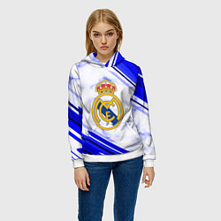 Толстовка-худи женская Real Madrid, цвет: 3D-белый — фото 2