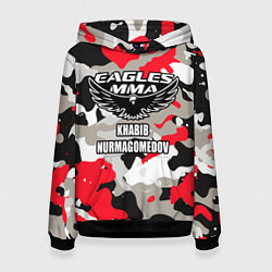 Толстовка-худи женская Khabib Nurmagomedov: Red Camo, цвет: 3D-черный