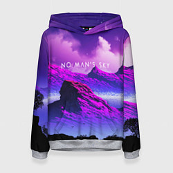 Толстовка-худи женская No Man's Sky: Neon Mountains, цвет: 3D-меланж