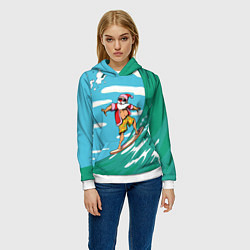Толстовка-худи женская Cool Santa, цвет: 3D-белый — фото 2