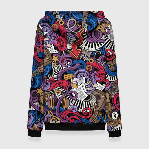 Женская толстовка Music collage / 3D-Черный – фото 2