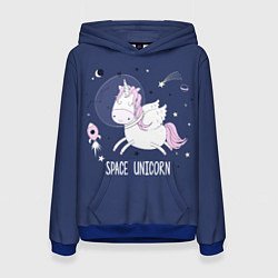 Толстовка-худи женская Space unicorn, цвет: 3D-синий