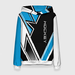 Толстовка-худи женская Hockey black blue white, цвет: 3D-белый