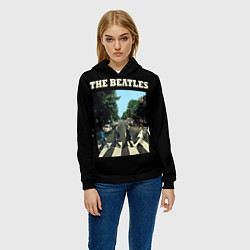 Толстовка-худи женская The Beatles: Abbey Road, цвет: 3D-черный — фото 2