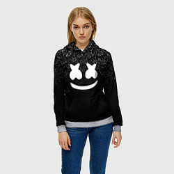 Толстовка-худи женская Marshmello Black, цвет: 3D-меланж — фото 2