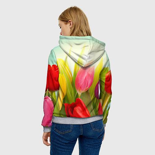 Женская толстовка Цветущие тюльпаны / 3D-Меланж – фото 4