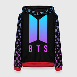 Толстовка-худи женская BTS: Neon Night, цвет: 3D-красный