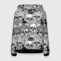 Толстовка-худи женская Hipster skulls, цвет: 3D-черный